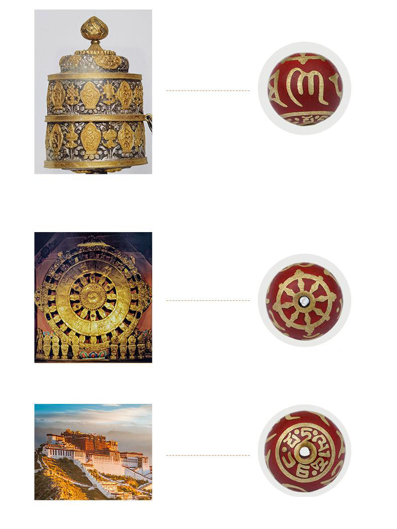 Ritual bone ash bracelet representing authentic Tibetan craftsmanship, featuring sacred hand-painted spiritual symbols.