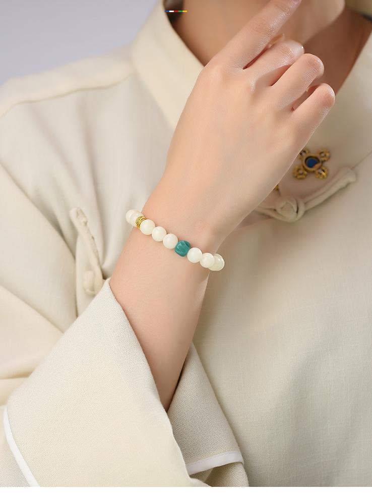 Pure Bodhi Mindfulness bracelet showcasing Tibetan Buddhist jewelry art for mental clarity and focused meditation practice.