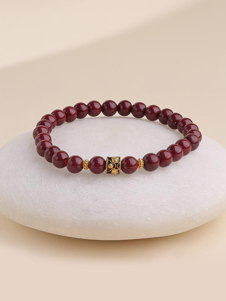 Welcome Joy cinnabar bracelet in Tibetan Buddhist jewelry tradition, bringing celebration and positive energy