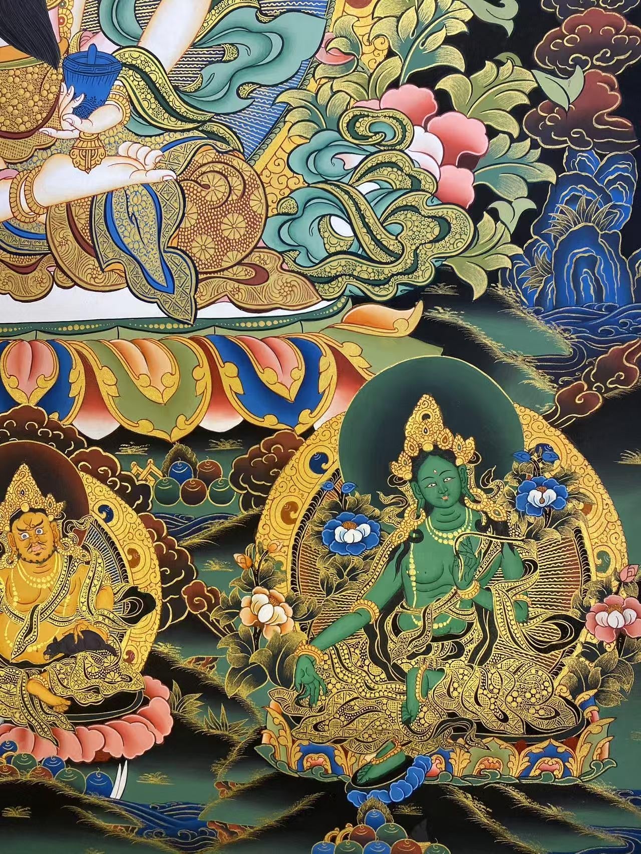 Sacred Tibetan Buddhist YabYum Vajrasattva thangka, pure hand-painted with mineral pigments, traditional art piece.