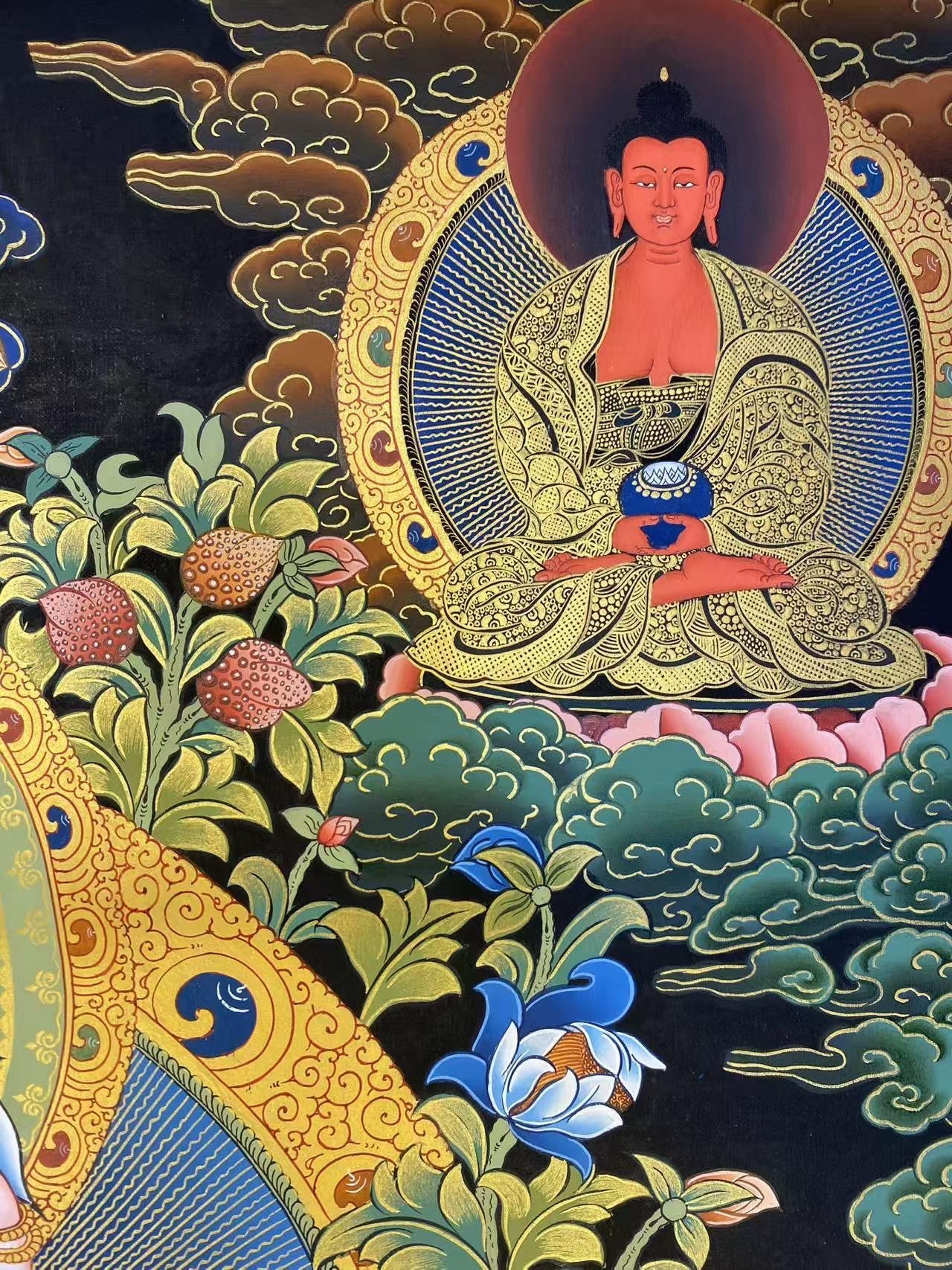 Tantric Vajrasattva YabYum thangka painting, handcrafted in Tibetan Buddhist tradition using mineral pigments.