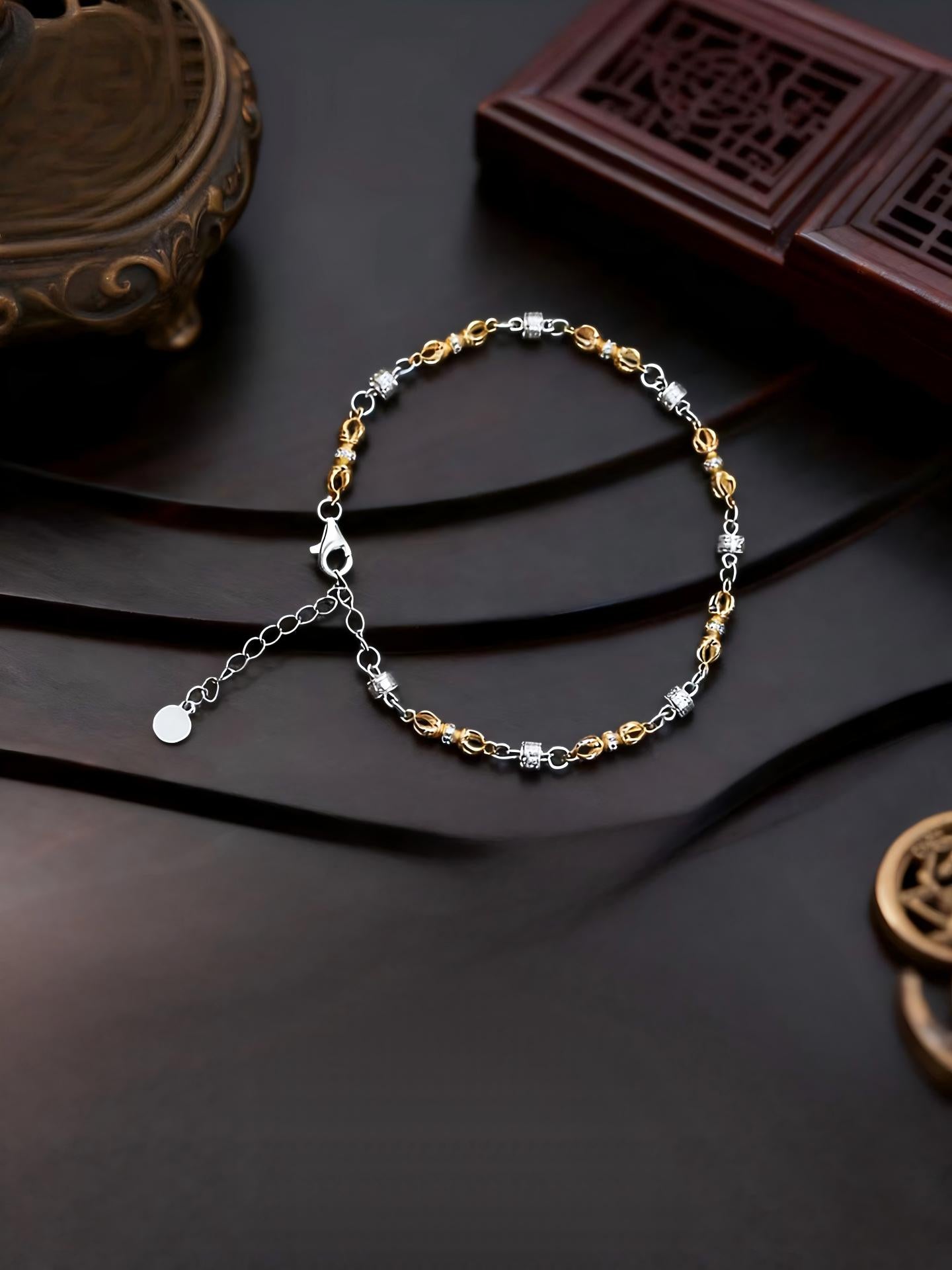 Handmade 925 Sterling Silver Vajra Bracelet rooted in Tibetan Buddhist sacrificial implements culture, featuring intricate hand-polished details for spiritual protection.