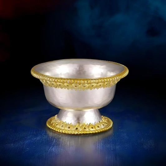  Authentic Tibetan Buddhist sacrificial implements culture offering bowls made of premium pure copper, handcrafted for traditional daily water offerings on Buddhist altars.