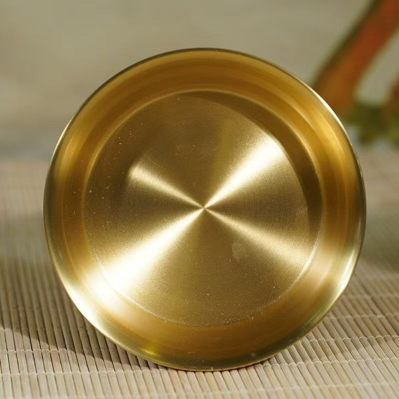 Buddhist sacrificial items art: Sacred Ashtamangala engraved altar bowls, designed to accumulate merit and purify karma through water offerings.