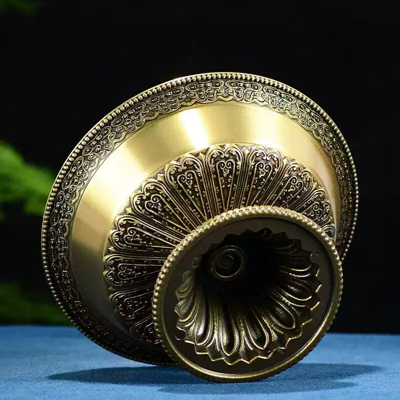Tibetan Buddhist sacrificial implements culture: Traditional Tibetan copper ritual cup, blending ancient spiritual wisdom with durable artisan metalwork.
