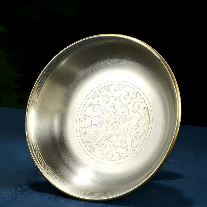 Buddhist sacrificial items art: A handmade engraved protector deity chalice designed for daily tea or wine offerings in Vajrayana Buddhist rituals.