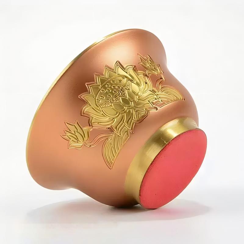 Buddhist sacrificial items art: Sacred Ashtamangala lotus altar bowls, designed to symbolize spiritual purity and attract infinite blessings through water offerings.
