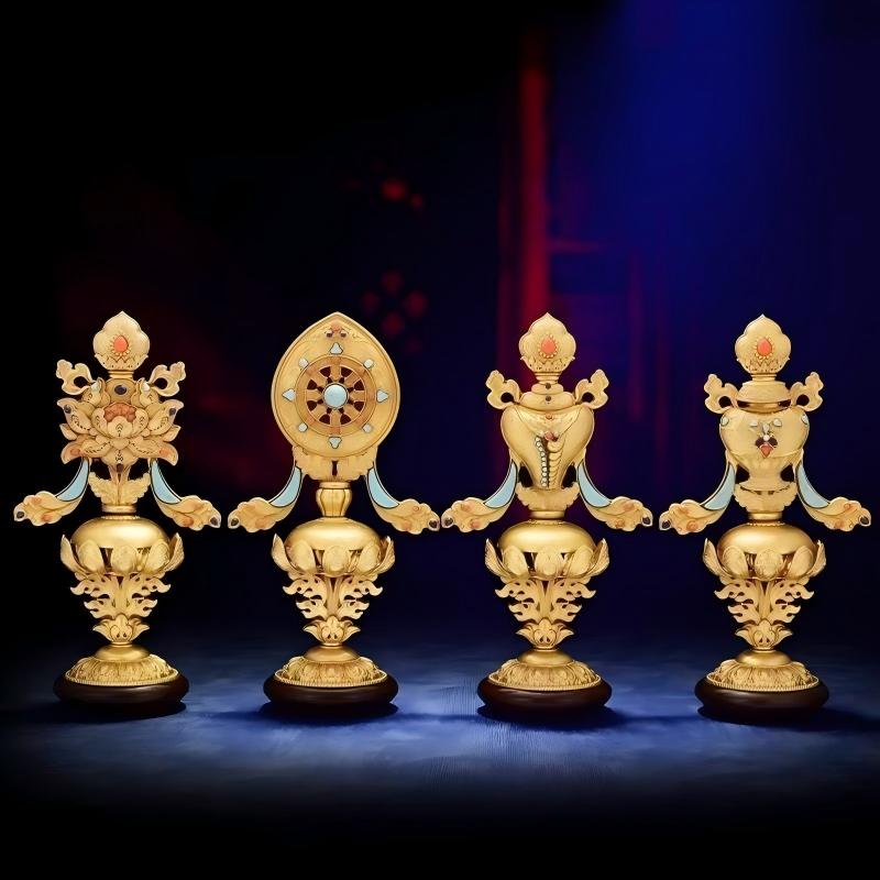 Authentic pure copper Buddhist sacrificial items art ornaments inspired by Tibetan Buddhist sacrificial implements culture, ideal for Zen meditation spaces and traditional offerings.