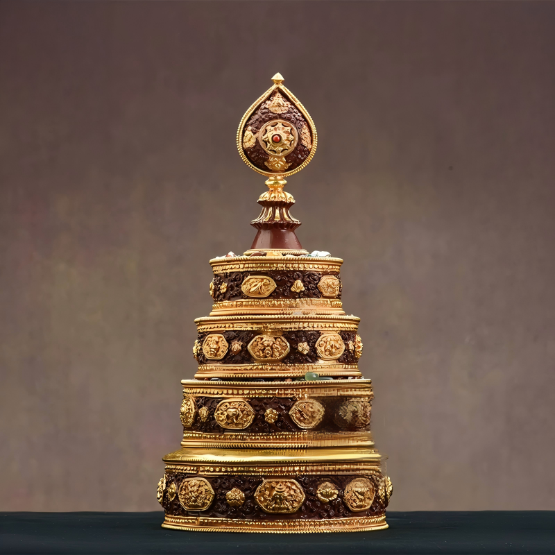 Gilded Nepal copper Mandala tray, handmade Tibetan Buddhist sacrificial item, perfect for ceremonial rituals and spiritual decor.