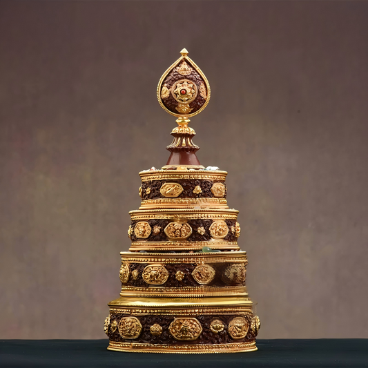 Gilded Nepal copper Mandala tray, handmade Tibetan Buddhist sacrificial item, perfect for ceremonial rituals and spiritual decor.