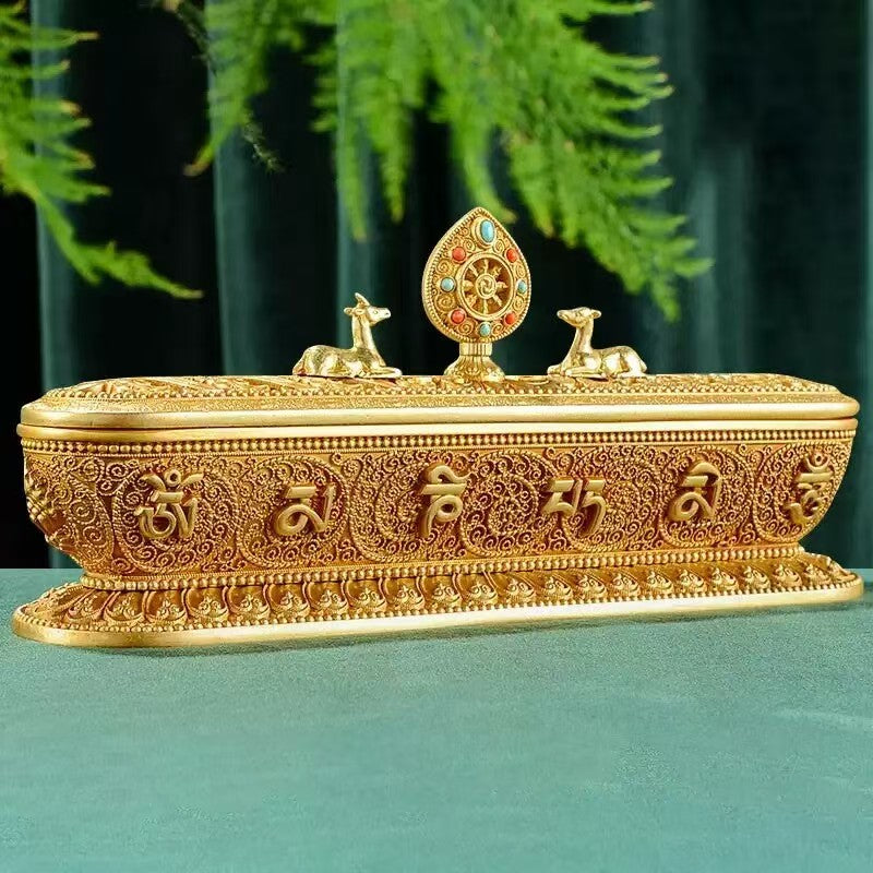 Tibetan Buddhist sacrificial implements culture: A decorative Eight Auspicious Symbols incense burner, perfect for burning traditional Tibetan incense in sacred spaces.