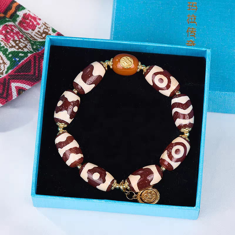  Pure handmade multi-pattern red agate Dzi beads. A high-value wearable artifact of Tibetan Buddhist sacrificial implements culture and Buddhist sacrificial items art.