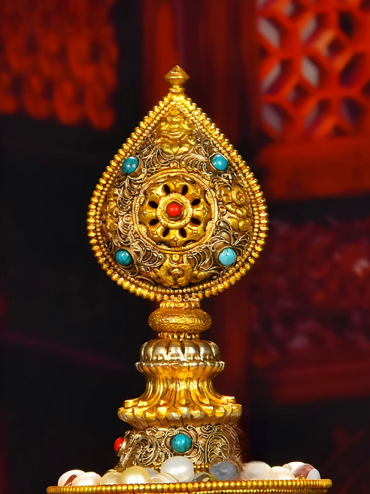 Tibetan-Buddhist Cloisonné Gilded Copper Mandala Tray