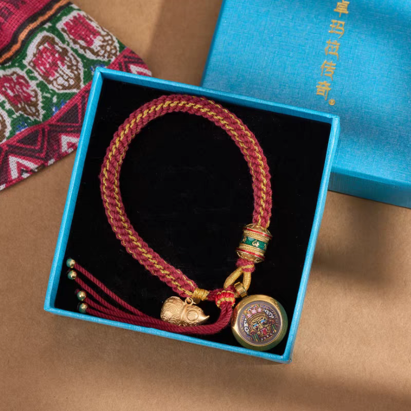 Handcrafted Zaki Lhamo goddess bracelet representing the feminine energy of wealth in Buddhist sacrificial items art and ancient traditions.
