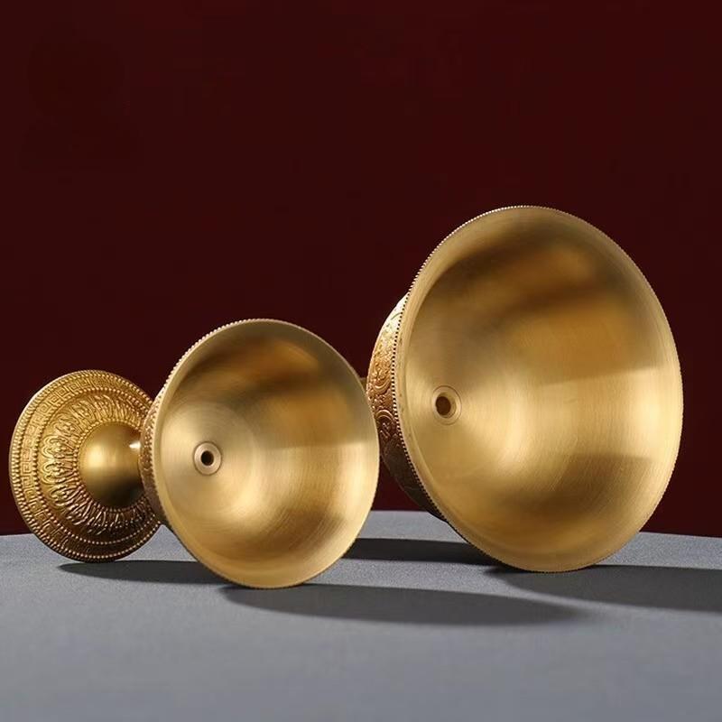 Traditional handcrafted copper butter lamp from the Tibetan Buddhist sacrificial implements culture, designed as a premium Buddhist sacrificial items art for meditation and ritual use.