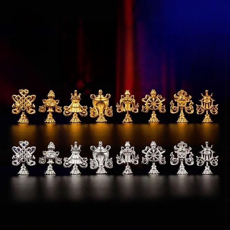 Traditional silver Buddhist sacrificial items art for Zen meditation spaces, showcasing the intricate handcrafted details of Tibetan Buddhist sacrificial implements culture for collectors.