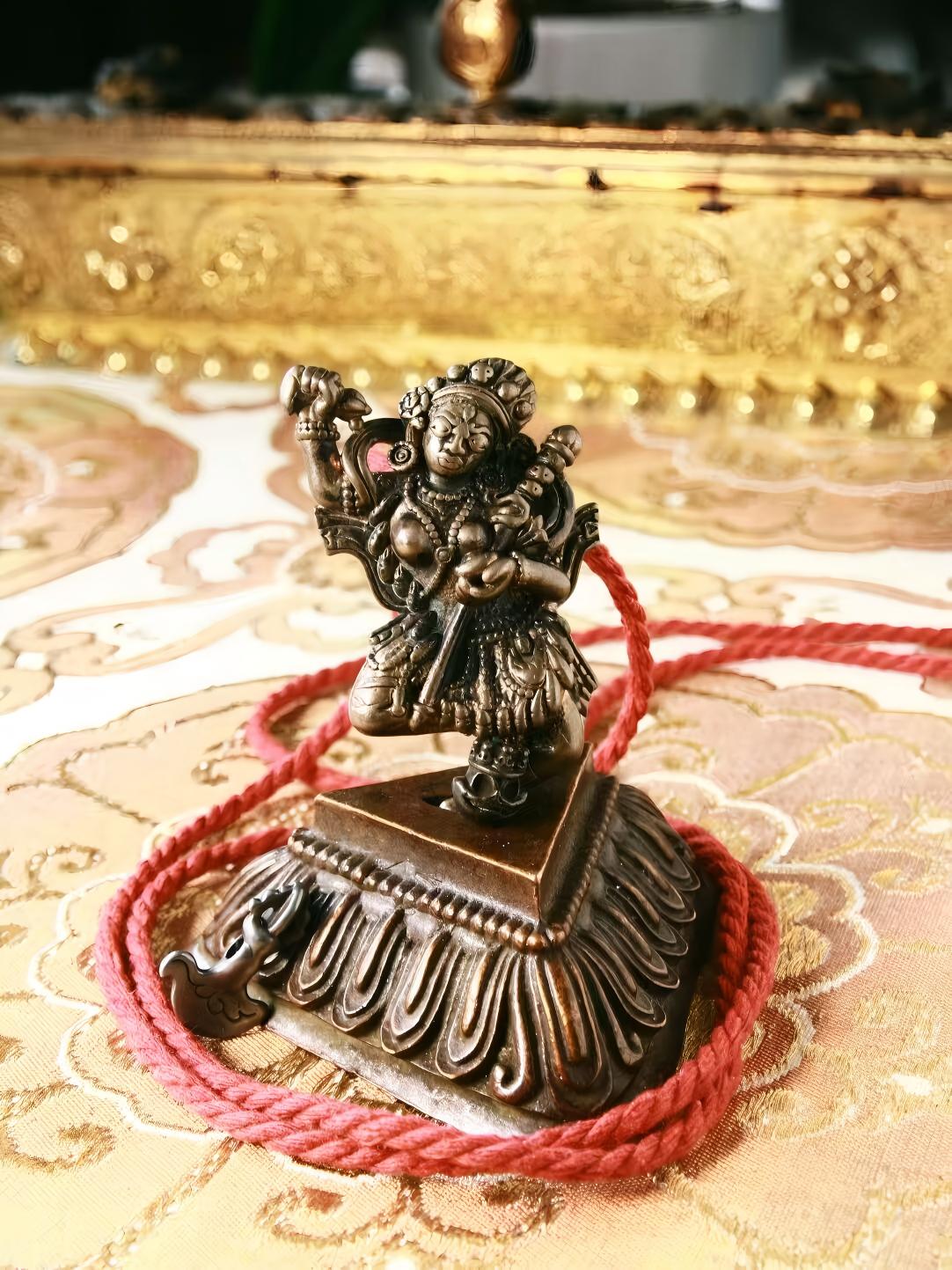 Handcrafted Black Raging Mother Iron figure, crafted in Tibetan Buddhist sacrificial implements culture, symbolizing power, protection, and spiritual strength.