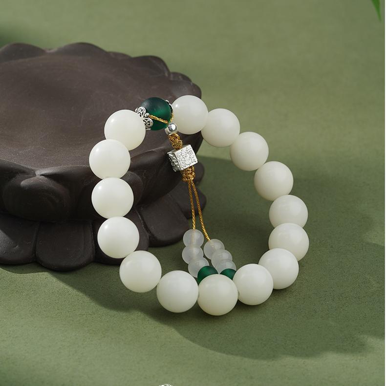 Sacred Bodhi Prayer Beads with copper details and lapis lazuli inlay. This jewelry culture creation represents authentic Tibetan Buddhist spiritual traditions.