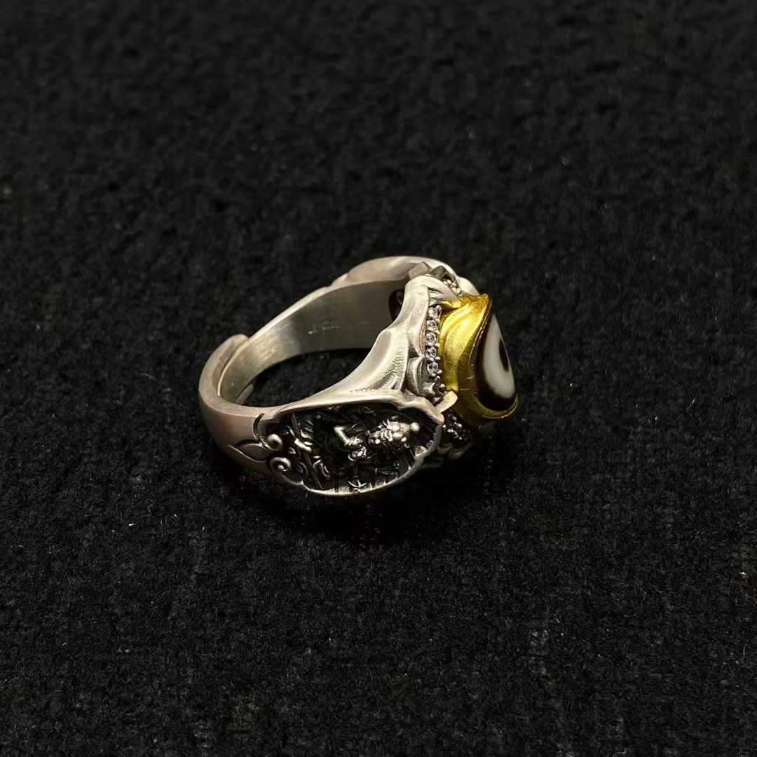 A masterpiece of Tibetan Buddhist jewelry art showcasing Goddess Marichi in sterling silver, offering exquisite inlaid craftsmanship for daily blessings and protection.