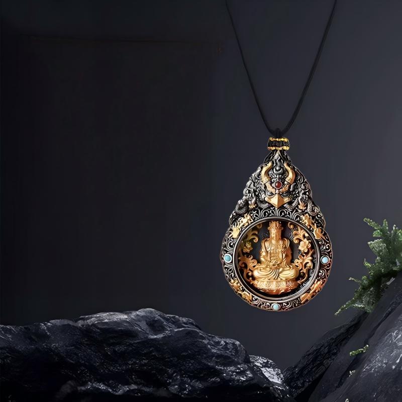 Tibetan zodiac protective amulet necklace made of copper, 2025 handcrafted guardian deity pendant inspired by Tibetan Buddhist Jewelry Culture and Jewelry art