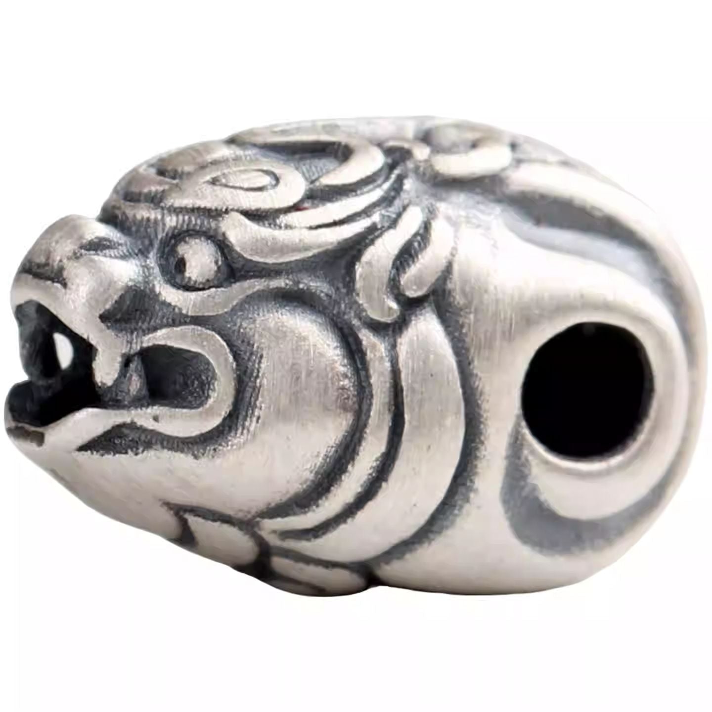 Hand-painted Sterling Silver Pi Xiu Integrated Buddha Head Mala Bracelet, Authentic Natural Agate Beads, Tibetan Jewelry Art
