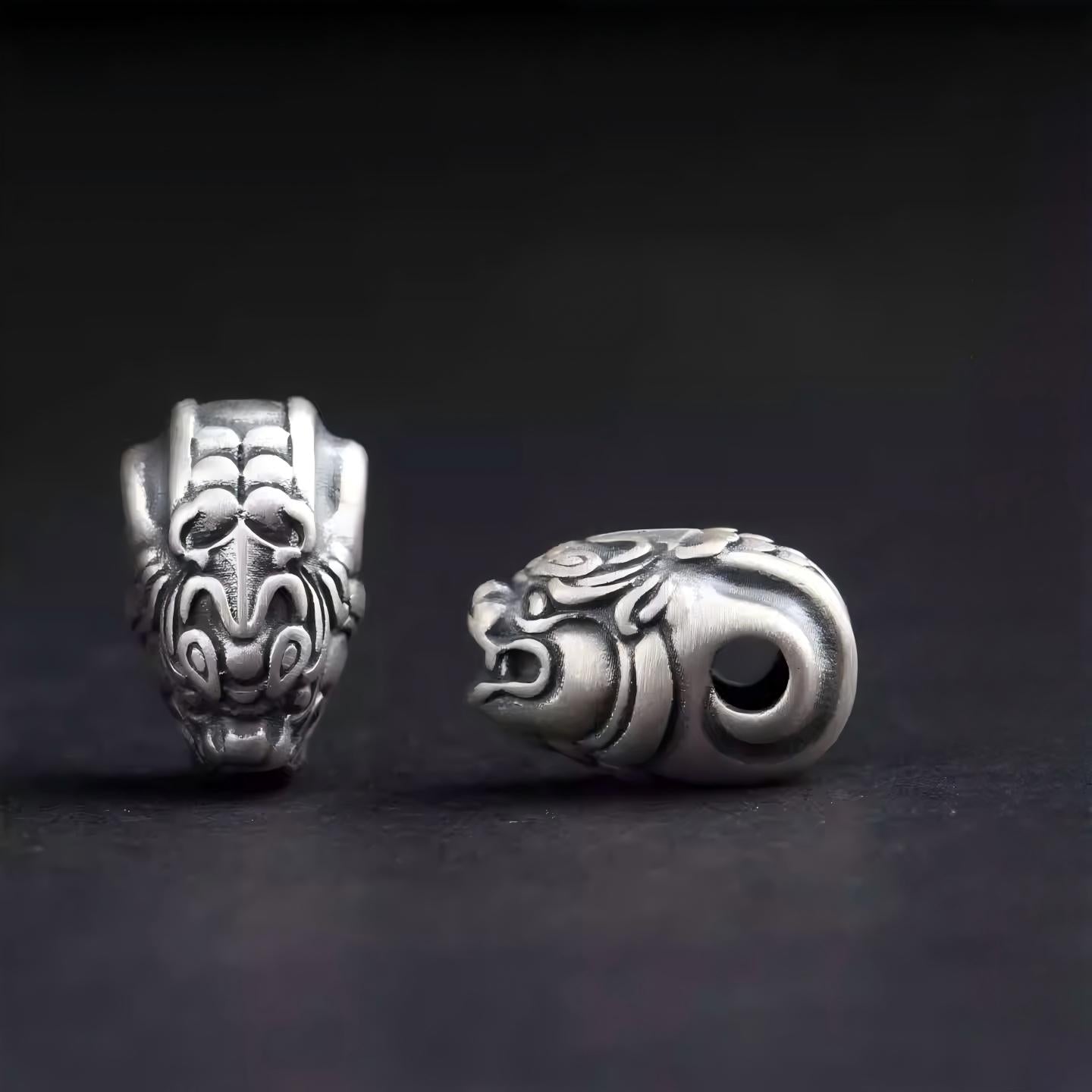 Authentic Tibetan Natural Red Agate Prayer Beads with Sterling Silver Pi Xiu Charm, Handmade Buddhist Jewelry Culture