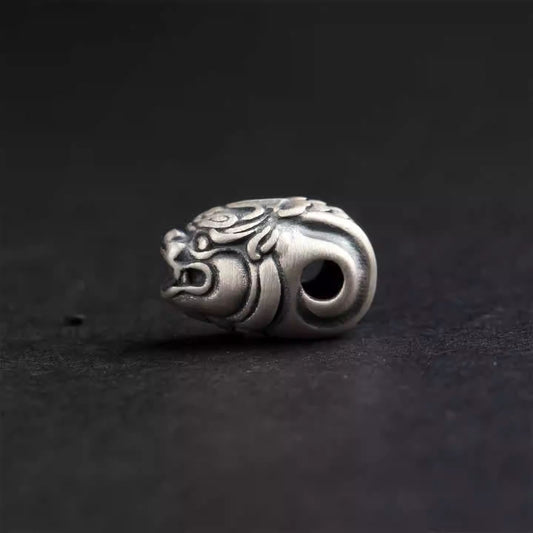  Tibetan Buddhist Jewelry Culture Handmade Sterling Silver Pi Xiu Guru Bead Natural Agate Bracelet, Artisan Jewelry Art
