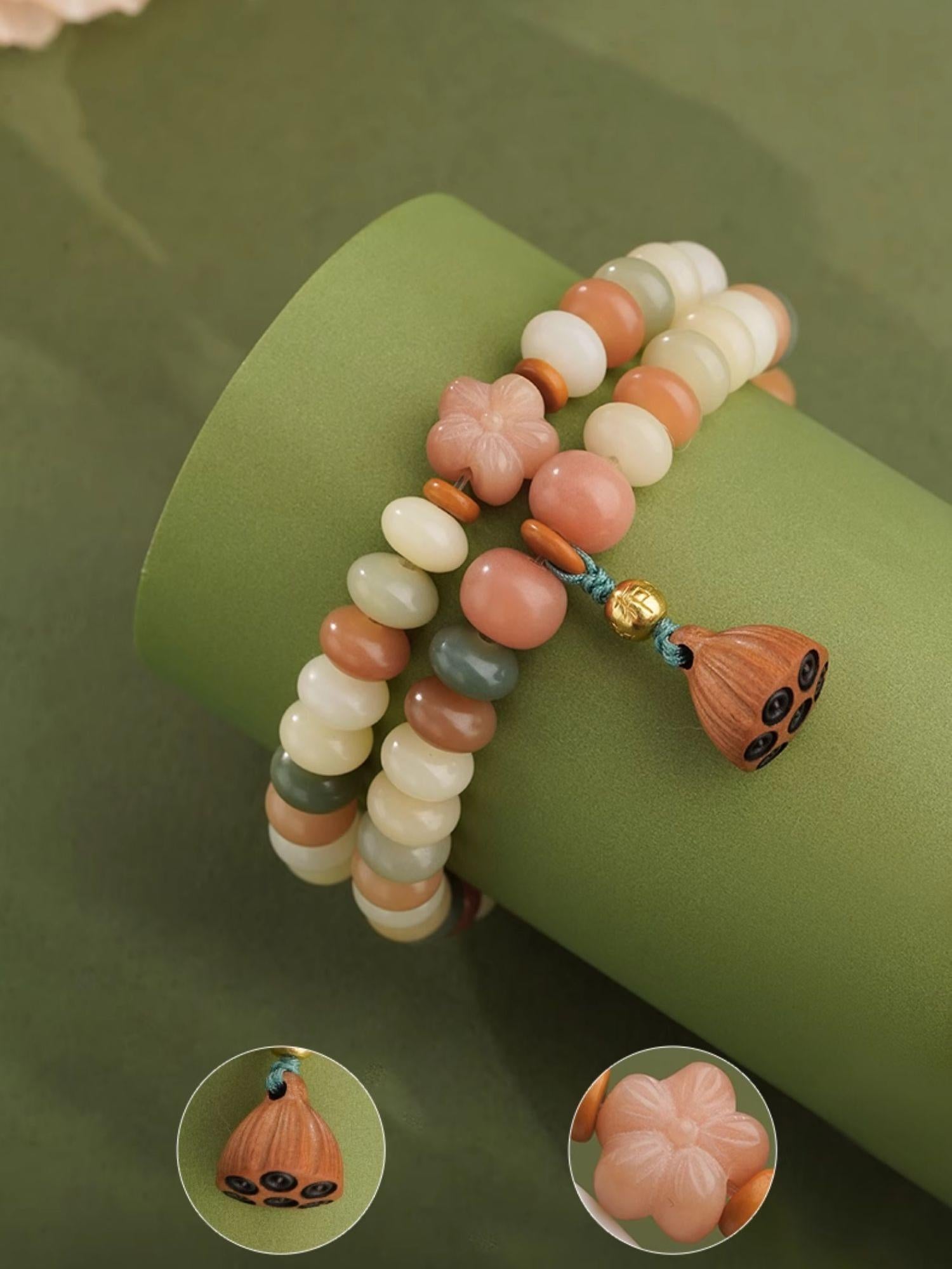 Multi-strand Bodhi mala handcrafted with 925 silver and jujube wood components. This Tibetan Buddhist jewelry culture piece showcases authentic Himalayan craftsmanship.