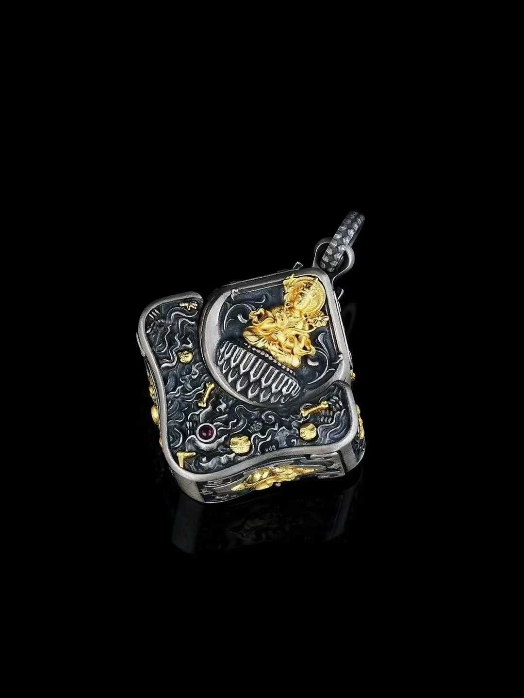 A premium S925 silver Manjushri Vajrabhairava pendant, a wearable piece of sacred jewelry art from Tibetan Buddhist culture.