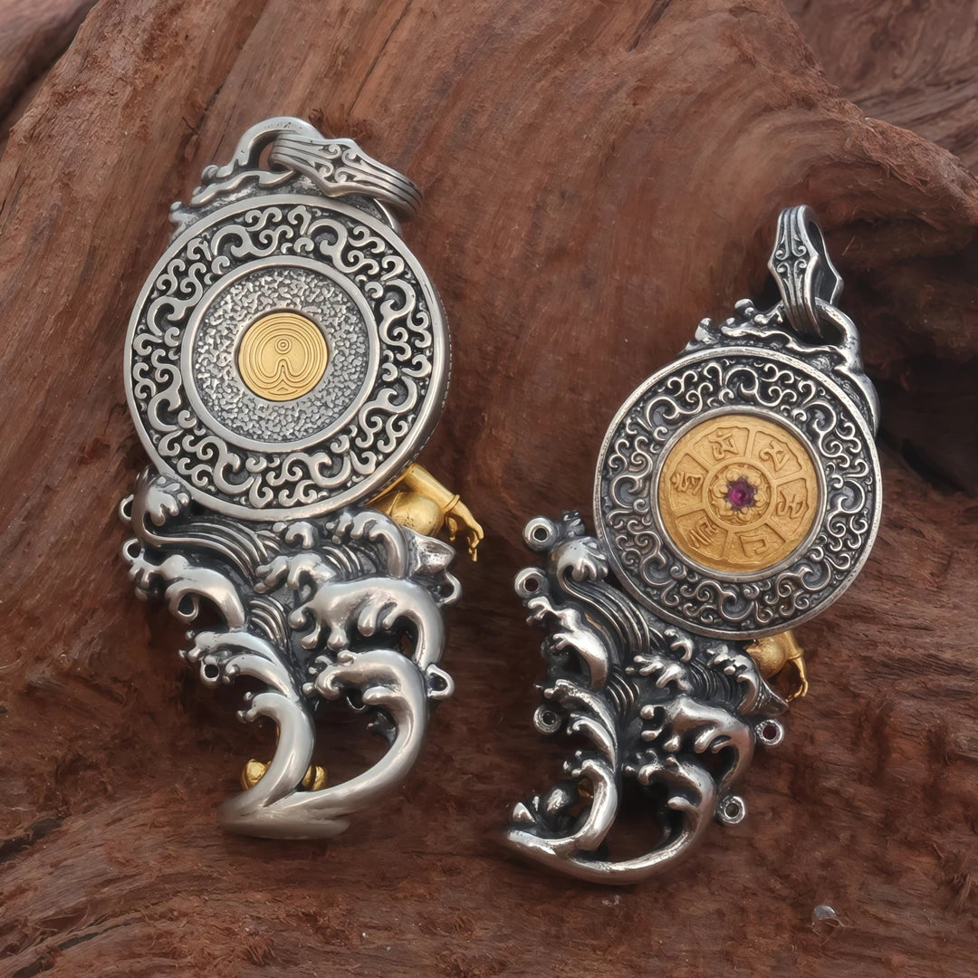 3D carved silver Guanyin pendant representing Tibetan Buddhist jewelry culture, peace, wisdom, and mercy.