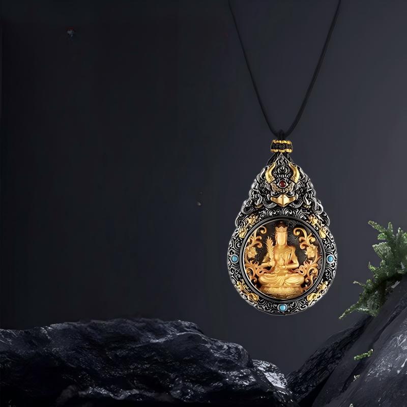 84mm Tibetan guardian Buddha pendant handcrafted in copper, 2025 zodiac protection necklace, authentic Tibetan Buddhist Jewelry Culture Jewelry art