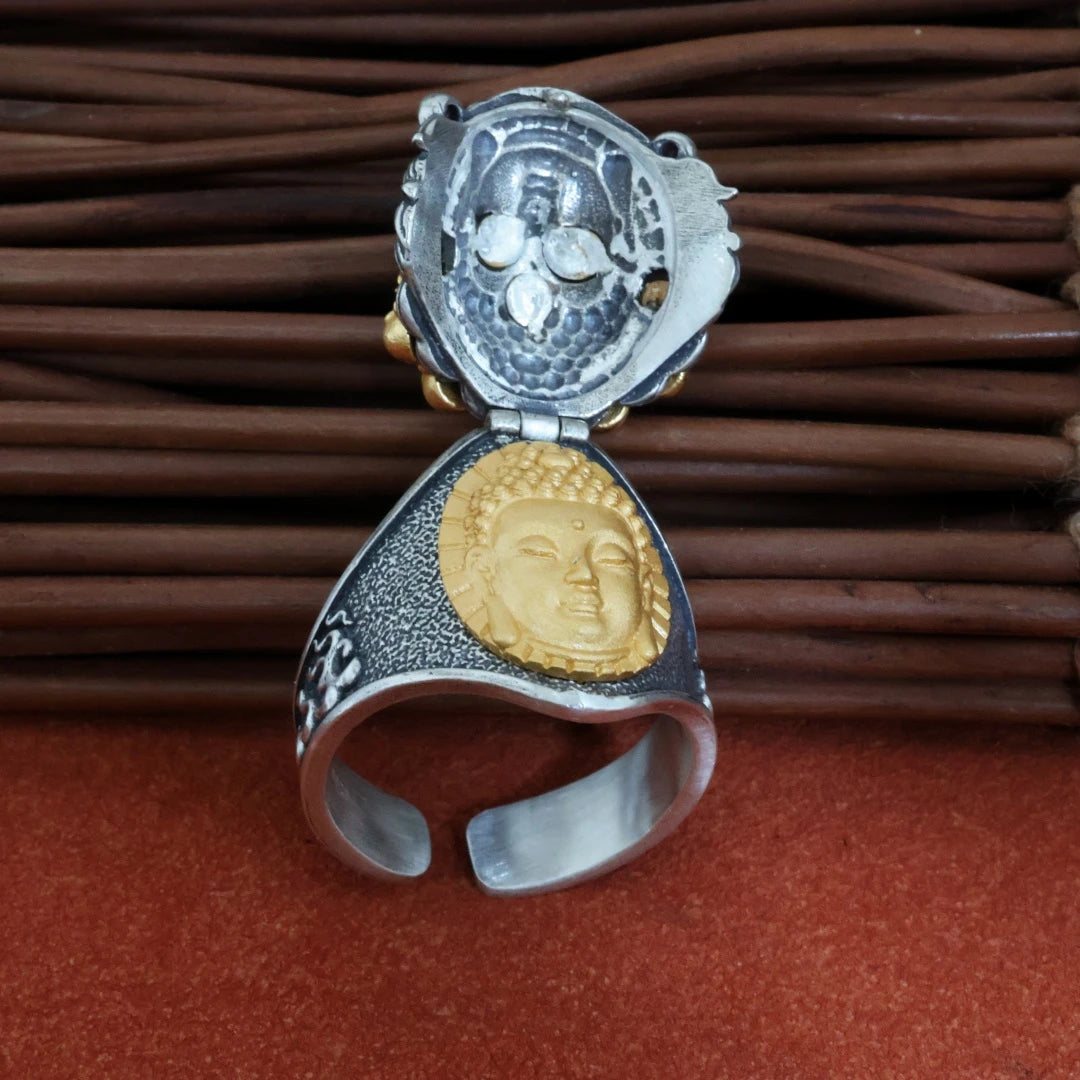 Tibetan Buddhist Jewelry Culture Tibetan Black Mahakala Ring 925 Silver Handcrafted Jewelry Art.jpg