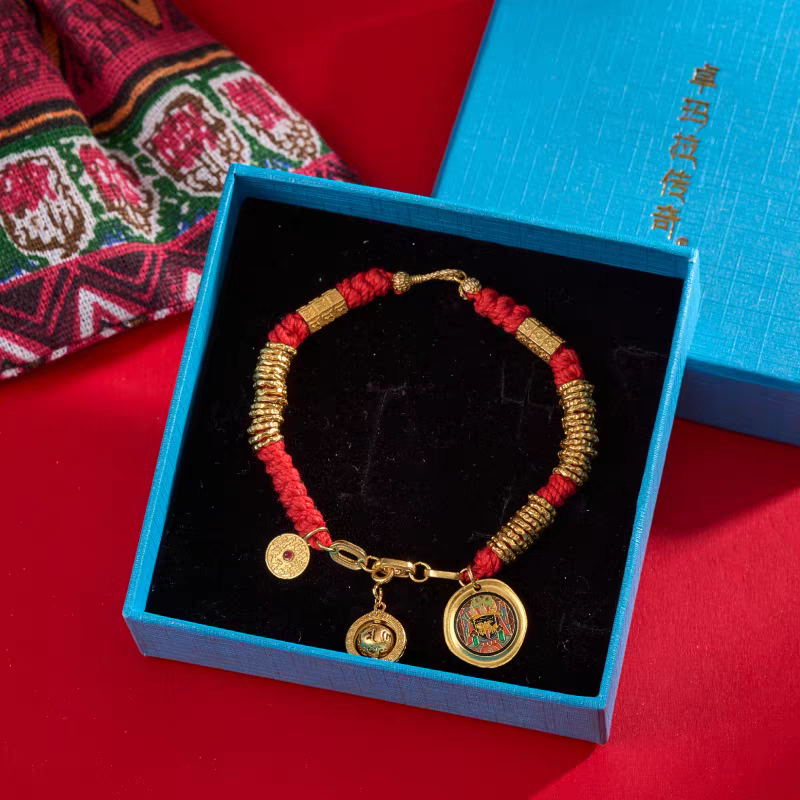Handcrafted Tibetan Buddhist Six-Syllable Mantra bracelet for protection, wealth, and positive energy, reflecting traditional jewelry art
