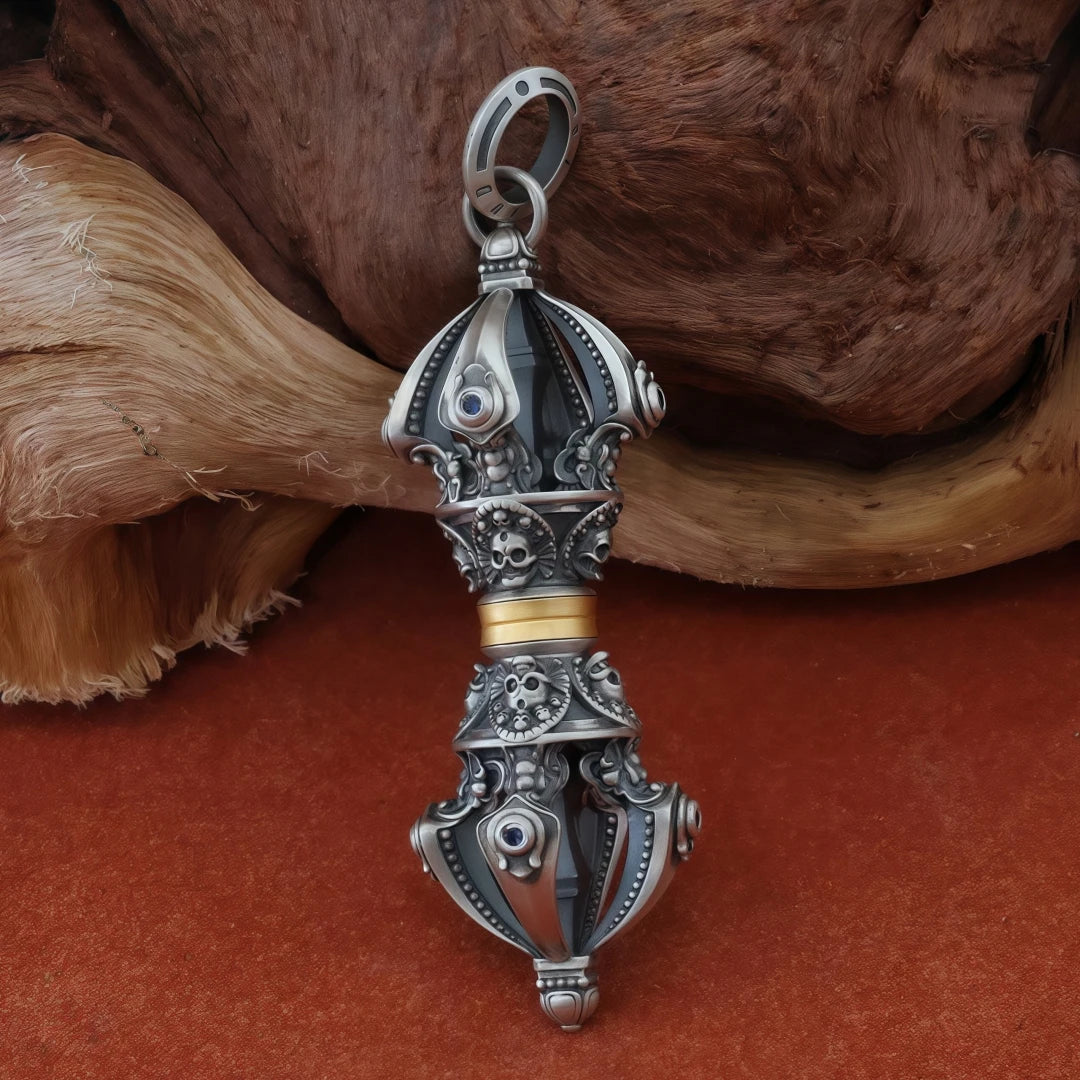 Handcrafted Five-Pronged Vajra pendant necklace, symbolizing spiritual strength and protection, inspired by Tibetan Buddhist Jewelry Culture