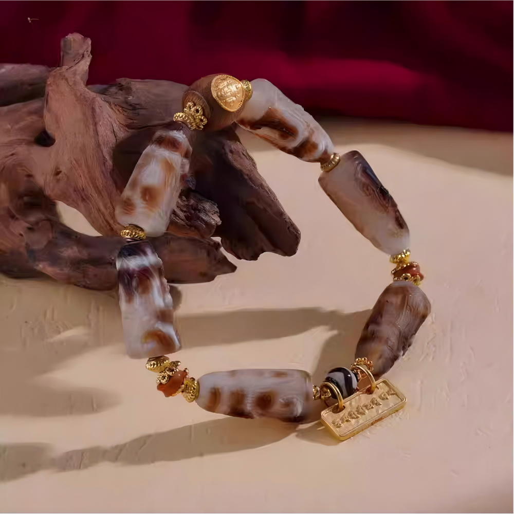 Tibetan Buddhist Carved Marici Beads Bracelet, handmade wrist mala, unisex spiritual jewelry for protection and positive energy.”