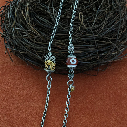 Creative versatile 65cm necklace inspired by Tibetan Buddhist Jewelry Culture, purely handcrafted and hand-painted jewelry art pendant.