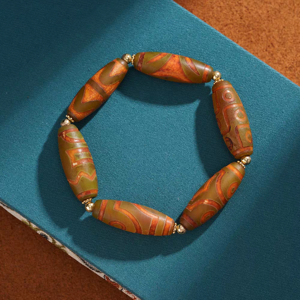 Authentic Barley Fire Offering multi-gem bracelet, handcrafted in Tibetan Buddhist tradition, symbolizing wealth, protection, and positive energy.