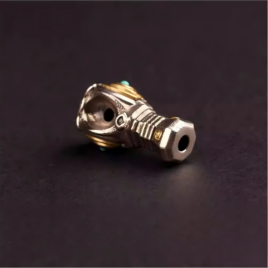 Handcrafted Tibetan Buddhist silver and copper Yellow Jambhala spacer bead, Jewelry art accessory for DIY Vajra Xingyue prayer bead bracelets