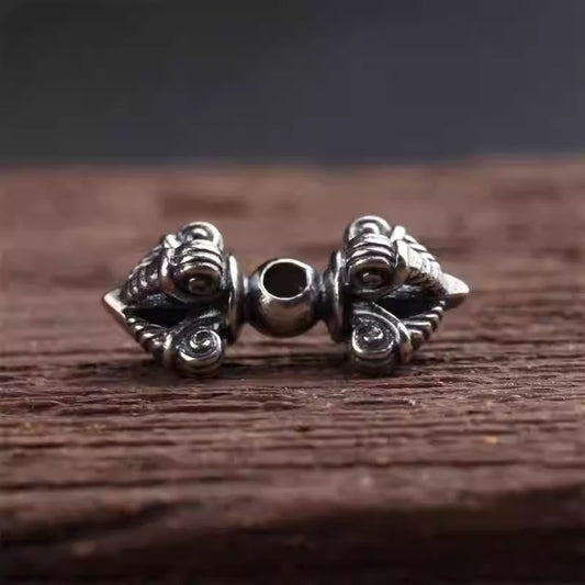 Handcrafted Tibetan Buddhist silver Vajra bell cloud accessory, Jewelry art component for DIY Xingyue prayer bead bracelets