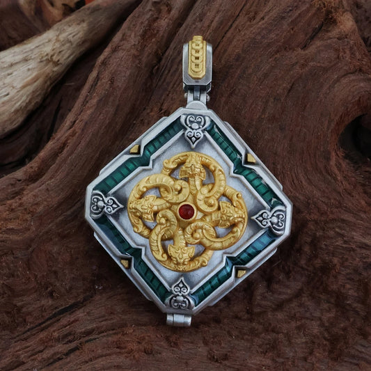 Wu Lu Cai Shen necklace rooted in Tibetan Buddhist jewelry culture, spiritual jewelry art representing wealth and success.