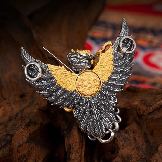 Tibetan Buddhist Jewelry Culture hand-painted Garuda amulet necklace