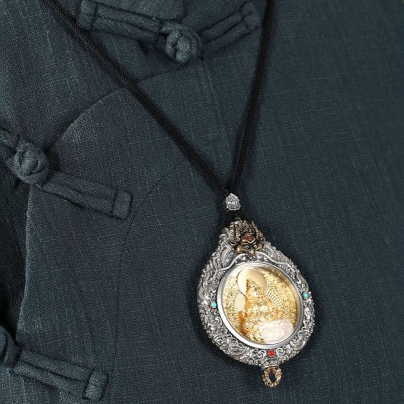 Sacred double-sided Guardian God pendant for protection, luck, and spiritual empowerment in Tibetan Buddhist Jewelry Culture