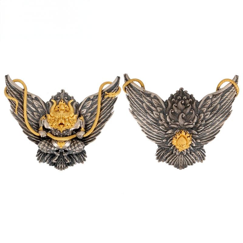 Protective Garuda amulet necklace carved by hand, Tibetan Buddhist Jewelry Culture Jewelry art