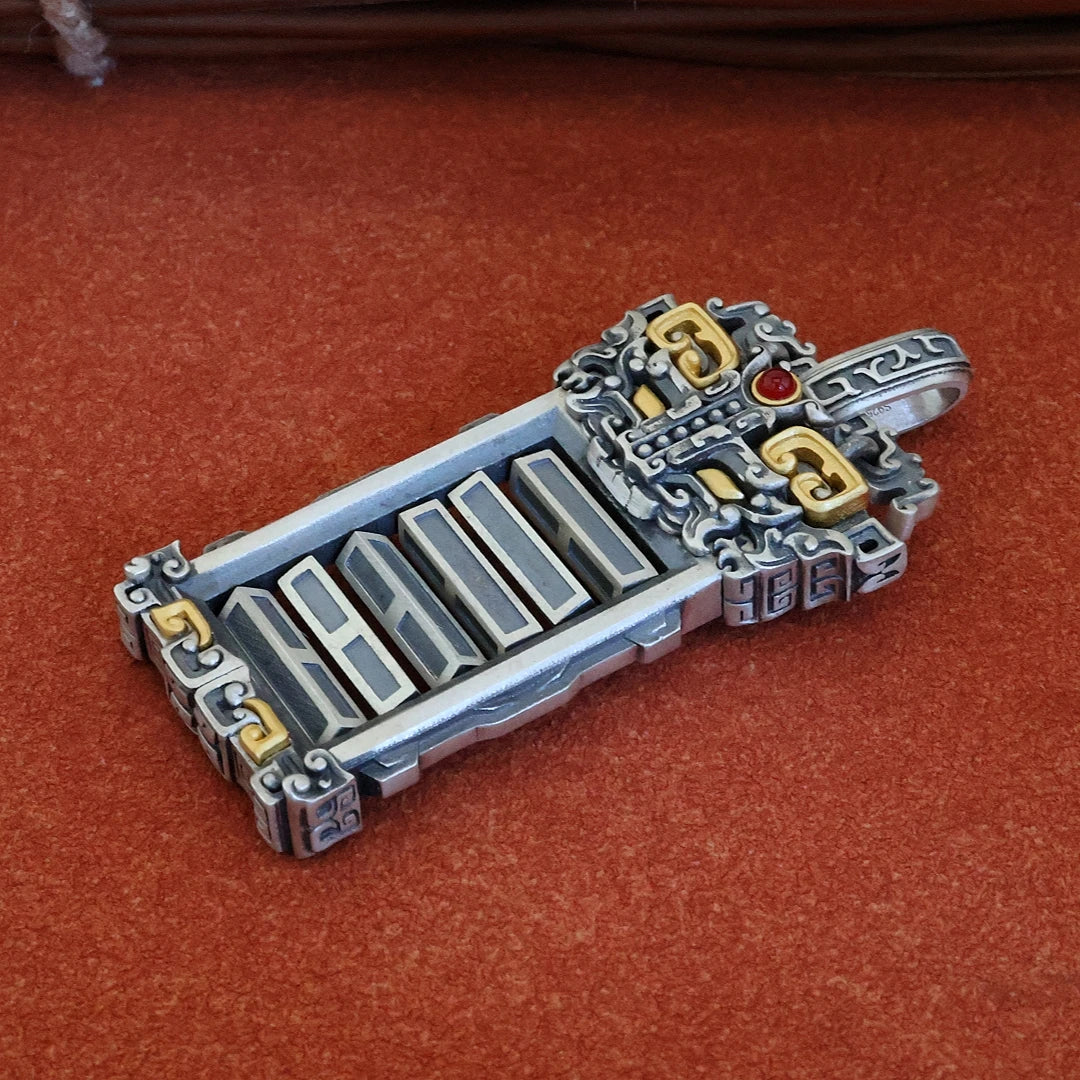 Carved 64 hexagrams pendant necklace inspired by the I Ching, representing the balance of yin and yang in Tibetan Buddhist Jewelry Culture