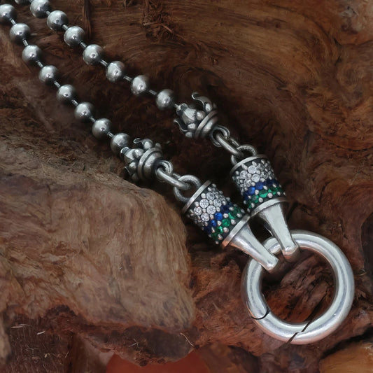 Handmade silver beaded lotus thangka pendant, Tibetan Buddhist jewelry culture, meaningful spiritual necklace.