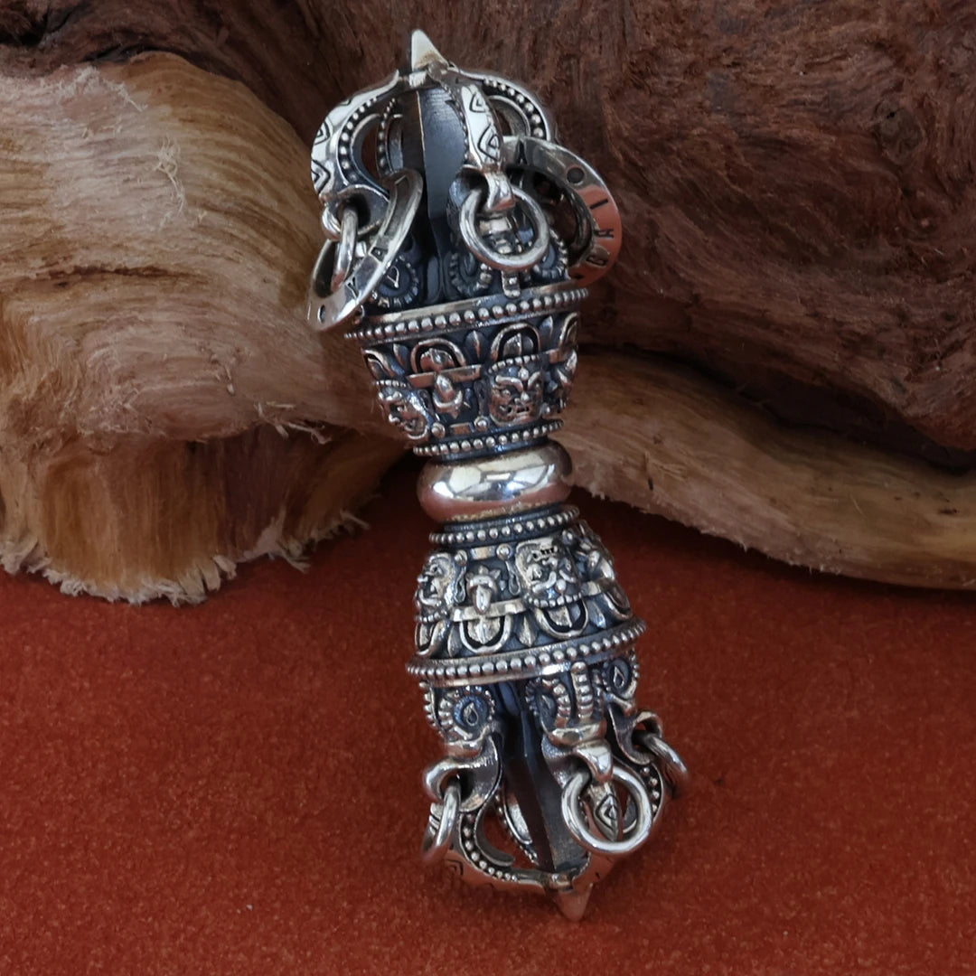 Hand-painted Five-Pronged Vajra necklace pendant in Tibetan Buddhist Jewelry Culture Jewelry art style