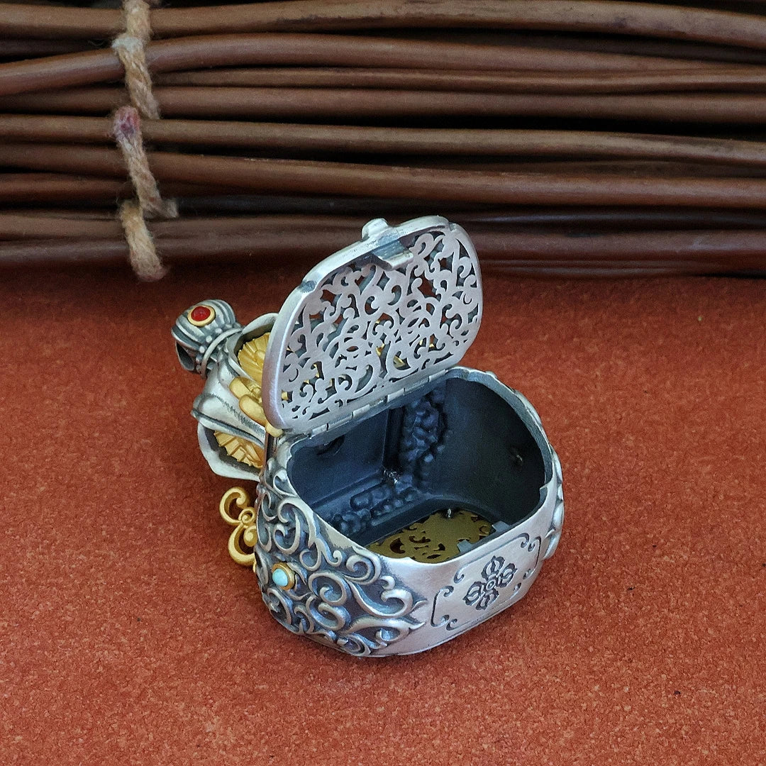 Spiritual Four Great Bodhisattvas necklace gourd pendant, featuring a functional incense pouch for blessings