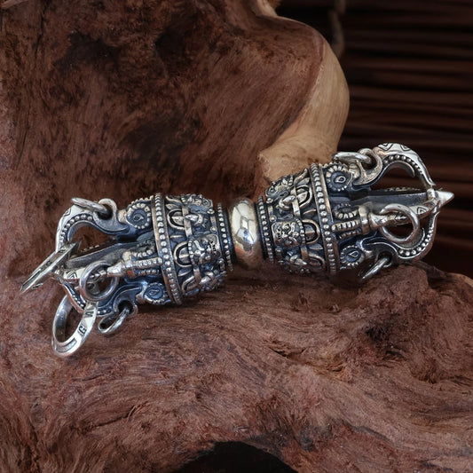 Sacred Five-Pronged Vajra amulet pendant representing protection and spiritual strength in Tibetan Buddhist Jewelry Culture