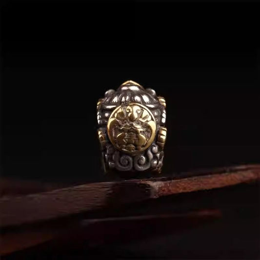 Tibetan handmade silver and copper Formless Buddha conch spacer, Jewelry art component for DIY spiritual bracelets and mala beads