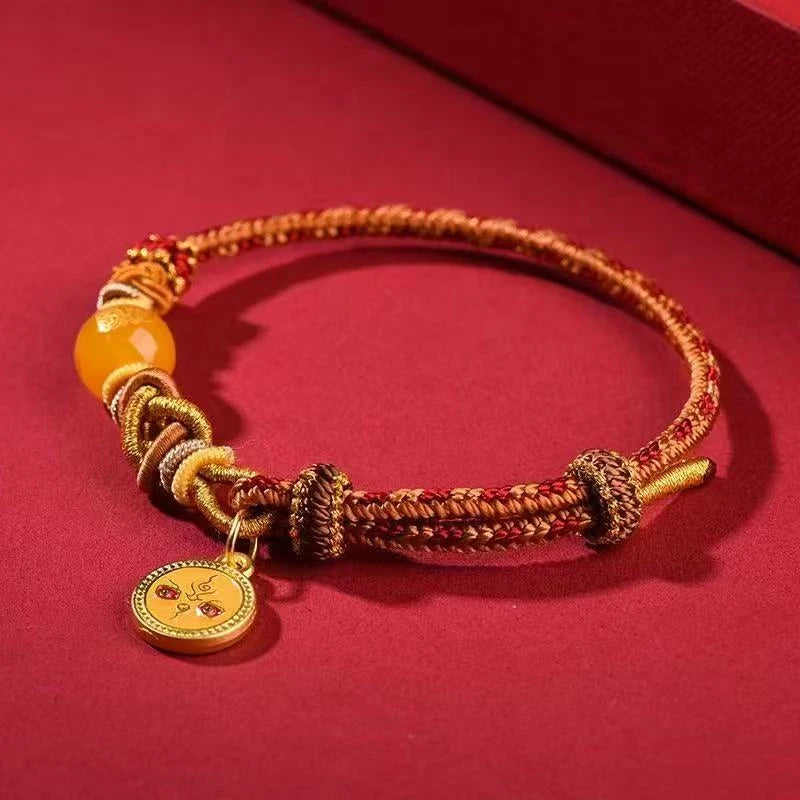 Chinese style lucky red string bracelet for wealth protection